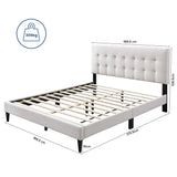 Bett 140x200 und 160x200 cm, Polsterbett mit Lattenrost, Bettgestell 140x200 & 160x200 cm, Doppelbett mit weichem Bezug und gepolstertem Kopfteil mit vertikaler & Kassettensteppung, robustes Gestell, hoher Liegekomfort