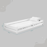 Kinderbett Bodenbett 90x200 I 120x200 | 140x200 cm mit Rausfallschutz & Lattenrost Montessori Bett Bed Gitterbett Kinder Jugendbett Einzelbett optional mit Matratze | weiß