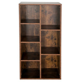 Regal Bücherregal Raumteiler | Robustes Holzregal mit 7 offenen Fächern | Modernes Design für Wohnzimmer & Büro | 50x24x106 cm (BxTxH) | Dunkles Holz