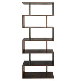 Regal Bücherregal Raumteiler | Modernes Holzregal mit versetzter Fachaufteilung | Stabil & vielseitig für Wohnzimmer, Büro oder Flur | 70x24x190 cm (BxTxH) | Dunkles Holz