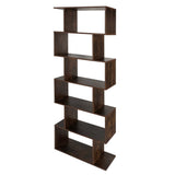 Regal Bücherregal Raumteiler | Modernes Holzregal mit versetzter Fachaufteilung | Stabil & vielseitig für Wohnzimmer, Büro oder Flur | 70x24x190 cm (BxTxH) | Dunkles Holz