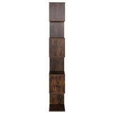 Regal Bücherregal Raumteiler | Modernes Holzregal mit versetzter Fachaufteilung | Stabil & vielseitig für Wohnzimmer, Büro oder Flur | 70x24x190 cm (BxTxH) | Dunkles Holz