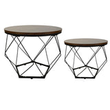 Couchtisch, Wohnzimmertisch, Tisch | 2er Set mit Metallgestell und runder Platte | Beistelltisch modern | 50x44 & 40x37 cm (BxH)