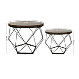 Couchtisch, Wohnzimmertisch, Tisch | 2er Set mit Metallgestell und runder Platte | Beistelltisch modern | 50x44 & 40x37 cm (BxH)