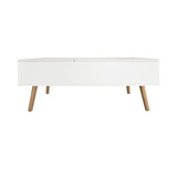 Couchtisch Beistelltisch Wohnzimmertisch Tisch Couch Sofatisch weiß | höhenverstellbar mit verstecktem Stauraum und Holzfüßen | 100x50x41,5 cm (BxTxH) | Weiß