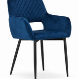 Chaise rembourrée, chaise de salle à manger, chaise de salon, chaise ergonomique matelassée avec revêtement en velours et structure en métal - parfaite pour le salon, le bureau, la chambre à coucher, la salle à manger