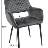 Chaise rembourrée, chaise de salle à manger, chaise de salon, chaise ergonomique matelassée avec revêtement en velours et structure en métal - parfaite pour le salon, le bureau, la chambre à coucher, la salle à manger