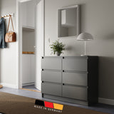 Kommode mit 6 Schubladen 95 | 120 | 140 | 160 cm breit Kommode Holz Schrank Kommode mit Schubladen Sideboard Highboard Anrichte Schlafzimmer Wohnzimmer Flur Büro Organizer
