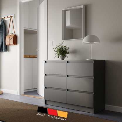 Kommode mit 6 Schubladen 95 | 120 | 140 cm breit Kommode Holz Schrank Kommode mit Schubladen Sideboard Highboard Anrichte Schlafzimmer Wohnzimmer Flur Büro Organizer