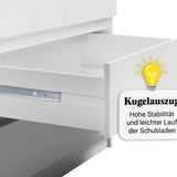Moderner Kleiderschrank Weiß mit Schubladen | 2-türiger Kleiderschrank Garderobenschrank mit Regalböden, Kleiderstange und 2 Schubladen für Schlafzimmer, Kinderzimmer, Flur | 90x51x182 cm