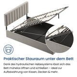 Polsterbett 140x200 & 160x200 cm mit Stauraum und Lattenrost Doppelbett mit hydraulischem Bettkasten Gepolstertes Bett Bed Stauraumbett Stabiler Bettrahmen Samt