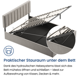 Polsterbett 140x200 & 160x200 cm mit Stauraum und Lattenrost Doppelbett mit hydraulischem Bettkasten Gepolstertes Bett Bed Stauraumbett Stabiler Bettrahmen Samt
