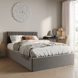 Polsterbett 140x200 & 160x200 cm mit Stauraum und Lattenrost Doppelbett mit hydraulischem Bettkasten Gepolstertes Bett Bed Stauraumbett Stabiler Bettrahmen Samt