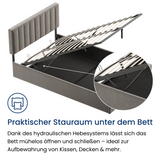 Polsterbett 140x200 & 160x200 cm mit Stauraum und Lattenrost Doppelbett mit hydraulischem Bettkasten Gepolstertes Bett Bed Stauraumbett Stabiler Bettrahmen Samt
