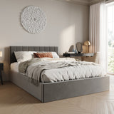 Polsterbett 140x200 & 160x200 cm mit Stauraum und Lattenrost Doppelbett mit hydraulischem Bettkasten Gepolstertes Bett Bed Stauraumbett Stabiler Bettrahmen Samt