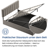 Polsterbett 140x200 & 160x200 cm mit Stauraum und Lattenrost Doppelbett mit hydraulischem Bettkasten Gepolstertes Bett Bed Stauraumbett Stabiler Bettrahmen Samt