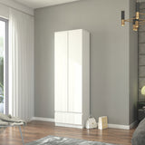 Moderner Kleiderschrank mit Schublade | 2-türiger Kleiderschrank Garderobenschrank | Platzsparender Schrank für Schlafzimmer, Ankleidezimmer, Flur, Kinderzimmer | 60x35x180 cm (BxTxH)