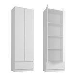 Moderner Kleiderschrank mit Schublade | 2-türiger Kleiderschrank Garderobenschrank | Platzsparender Schrank für Schlafzimmer, Ankleidezimmer, Flur, Kinderzimmer | 60x35x180 cm (BxTxH)