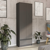 Moderner Kleiderschrank mit Schublade | 2-türiger Kleiderschrank Garderobenschrank | Platzsparender Schrank für Schlafzimmer, Ankleidezimmer, Flur, Kinderzimmer | 60x35x180 cm (BxTxH)