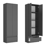 Moderner Kleiderschrank mit Schublade | 2-türiger Kleiderschrank Garderobenschrank | Platzsparender Schrank für Schlafzimmer, Ankleidezimmer, Flur, Kinderzimmer | 60x35x180 cm (BxTxH)