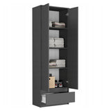 Moderner Kleiderschrank mit Schublade | 2-türiger Kleiderschrank Garderobenschrank | Platzsparender Schrank für Schlafzimmer, Ankleidezimmer, Flur, Kinderzimmer | 60x35x180 cm (BxTxH)