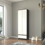 Moderner Kleiderschrank mit Schublade | 2-türiger Kleiderschrank Garderobenschrank | Platzsparender Schrank für Schlafzimmer, Ankleidezimmer, Flur, Kinderzimmer | 60x35x180 cm (BxTxH)