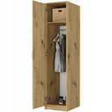 Moderner Kleiderschrank mit 1 Tür | Schrank mit Kleiderstange und Einlegeboden | Platzsparender Hochschrank für Schlafzimmer, Flur, Kinderzimmer | 42x55x180 cm (BxTxH)