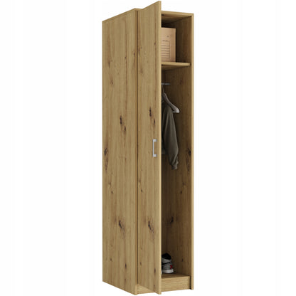 Moderner Kleiderschrank mit 1 Tür | Schrank mit Kleiderstange und Einlegeboden | Platzsparender Hochschrank für Schlafzimmer, Flur, Kinderzimmer | 42x55x180 cm (BxTxH)