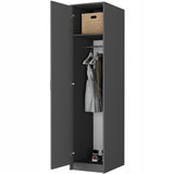 Moderner Kleiderschrank mit 1 Tür | Schrank mit Kleiderstange und Einlegeboden | Platzsparender Hochschrank für Schlafzimmer, Flur, Kinderzimmer | 42x55x180 cm (BxTxH)