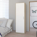 Moderner Kleiderschrank mit 1 Tür | Schrank mit Kleiderstange und Einlegeboden | Platzsparender Hochschrank für Schlafzimmer, Flur, Kinderzimmer | 42x55x180 cm (BxTxH)