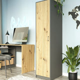 Moderner Kleiderschrank mit 1 Tür | Schrank mit Kleiderstange und Einlegeboden | Platzsparender Hochschrank für Schlafzimmer, Flur, Kinderzimmer | 42x55x180 cm (BxTxH)