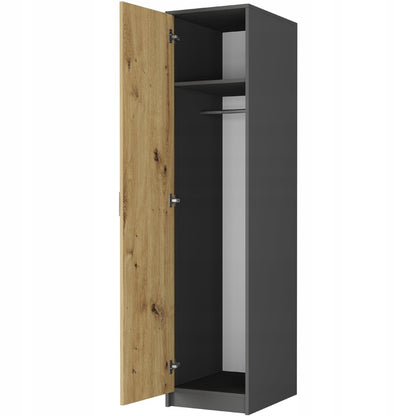 Moderner Kleiderschrank mit 1 Tür | Schrank mit Kleiderstange und Einlegeboden | Platzsparender Hochschrank für Schlafzimmer, Flur, Kinderzimmer | 42x55x180 cm (BxTxH)