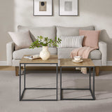 Table basse lot de 2 tables d'appoint rondes design loft 2 en 1 surface emboîtable résistante aux rayures, salon | 53cm et 43cm de large