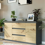 Kommode, Sideboard, Kommode mit Schubladen und optional Türen, Robuste laminierte Holzplatten mit PVC-Kanten