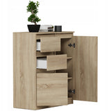 Kommode, Sideboard, Kommode mit Schubladen und optional Türen, Robuste laminierte Holzplatten mit PVC-Kanten