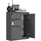 Kommode, Sideboard, Kommode mit Schubladen und optional Türen, Robuste laminierte Holzplatten mit PVC-Kanten