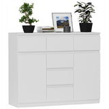 Kommode, Sideboard, Kommode mit Schubladen und optional Türen, Robuste laminierte Holzplatten mit PVC-Kanten