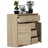 Kommode, Sideboard, Kommode mit Schubladen und optional Türen, Robuste laminierte Holzplatten mit PVC-Kanten