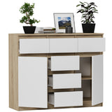Kommode, Sideboard, Kommode mit Schubladen und optional Türen, Robuste laminierte Holzplatten mit PVC-Kanten