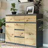 Kommode, Sideboard, Kommode mit Schubladen und optional Türen, Robuste laminierte Holzplatten mit PVC-Kanten