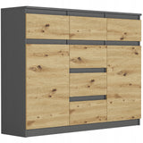 Kommode, Sideboard, Kommode mit Schubladen und optional Türen, Robuste laminierte Holzplatten mit PVC-Kanten