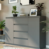 Kommode, Sideboard, Kommode mit Schubladen und optional Türen, Robuste laminierte Holzplatten mit PVC-Kanten