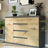 Kommode, Sideboard, Kommode mit Schubladen und optional Türen, Robuste laminierte Holzplatten mit PVC-Kanten