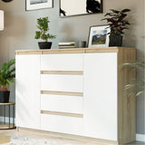 Kommode, Sideboard, Kommode mit Schubladen und optional Türen, Robuste laminierte Holzplatten mit PVC-Kanten