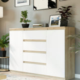 Kommode, Sideboard, Kommode mit Schubladen und optional Türen, Robuste laminierte Holzplatten mit PVC-Kanten