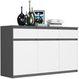 Kommode, Sideboard, Kommode mit Schubladen und optional Türen, Robuste laminierte Holzplatten mit PVC-Kanten
