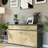 Kommode, Sideboard, Kommode mit Schubladen und optional Türen, Robuste laminierte Holzplatten mit PVC-Kanten