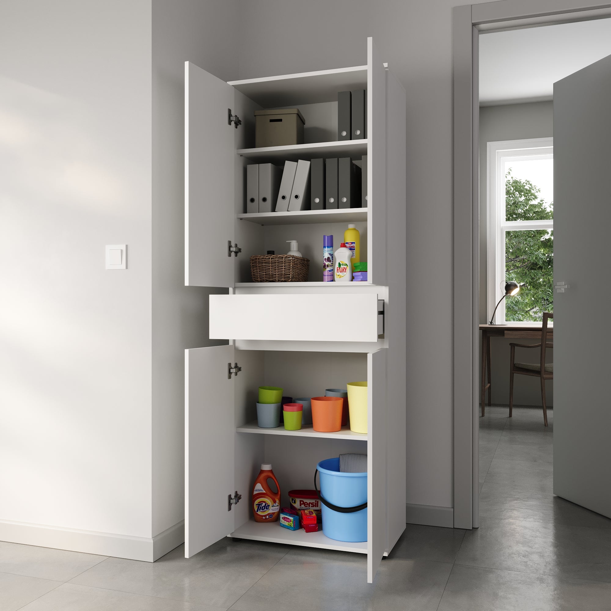 Schrank 60 cm breit mit 4 Türen & Schublade