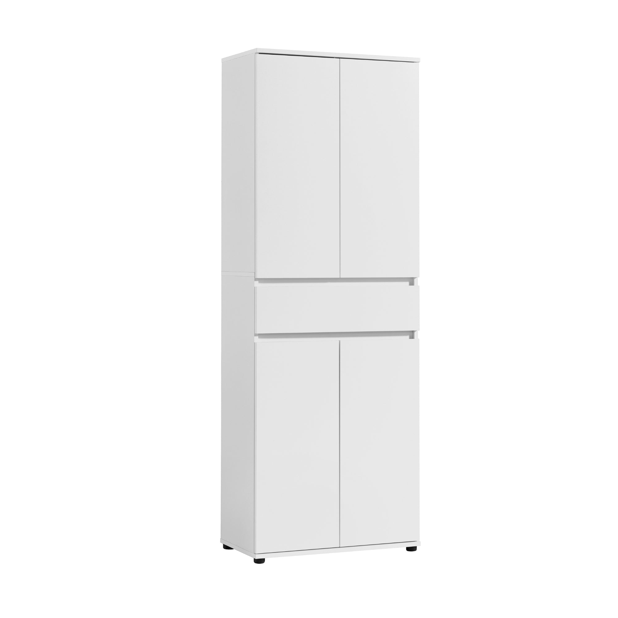 Schrank 60 cm breit mit 4 Türen & Schublade | Vielseitiger Aufbewahrungsschrank Mehrzweckschrank mit 3 Einlegeböden