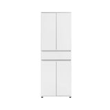 Schrank 60 cm breit mit 4 Türen & Schublade | Vielseitiger Aufbewahrungsschrank Mehrzweckschrank mit 3 Einlegeböden | Schmaler Schrank für Haushalt, Büro, Flur, Schlafzimmer | 64x34x180 cm (BxTxH) | Weiß